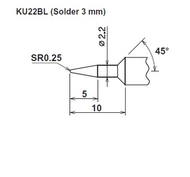 ปลายหัวแร้ง Cera cote solder tip kunoichi ku22bl solder 3mm